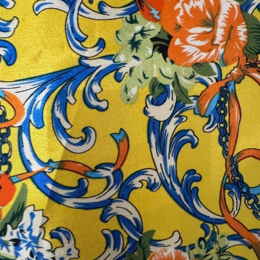 Elegant Orange, Yellow & Blue Scarf 
35.433 inches x 35.433
0179